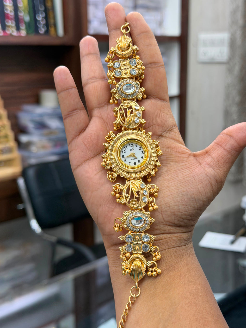 Premium AD Kundan Heritage Watch for Women