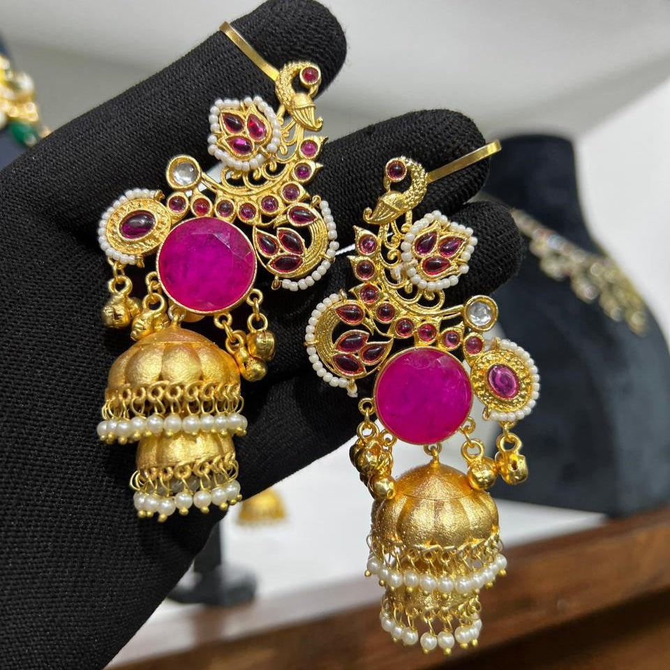 Rani Pink Peacock Earcuff