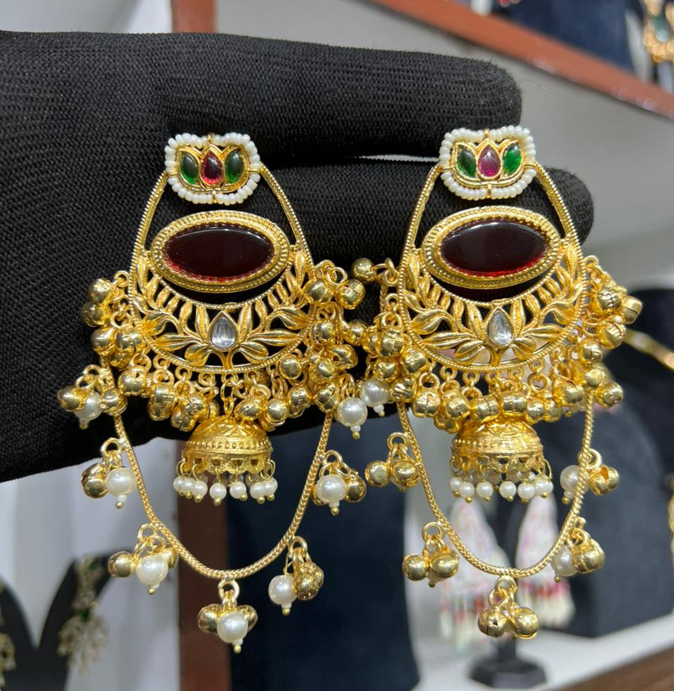 Ruby Chandbali Statement Earrings