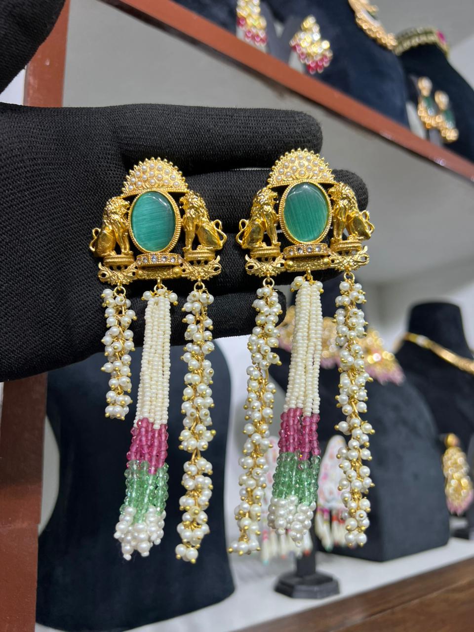 Heritage Lion Pearl Statement Earrings