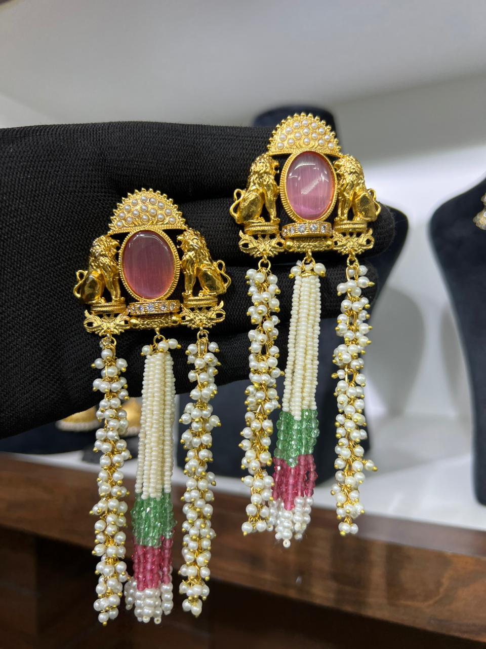 Heritage Lion Pearl Statement Earrings