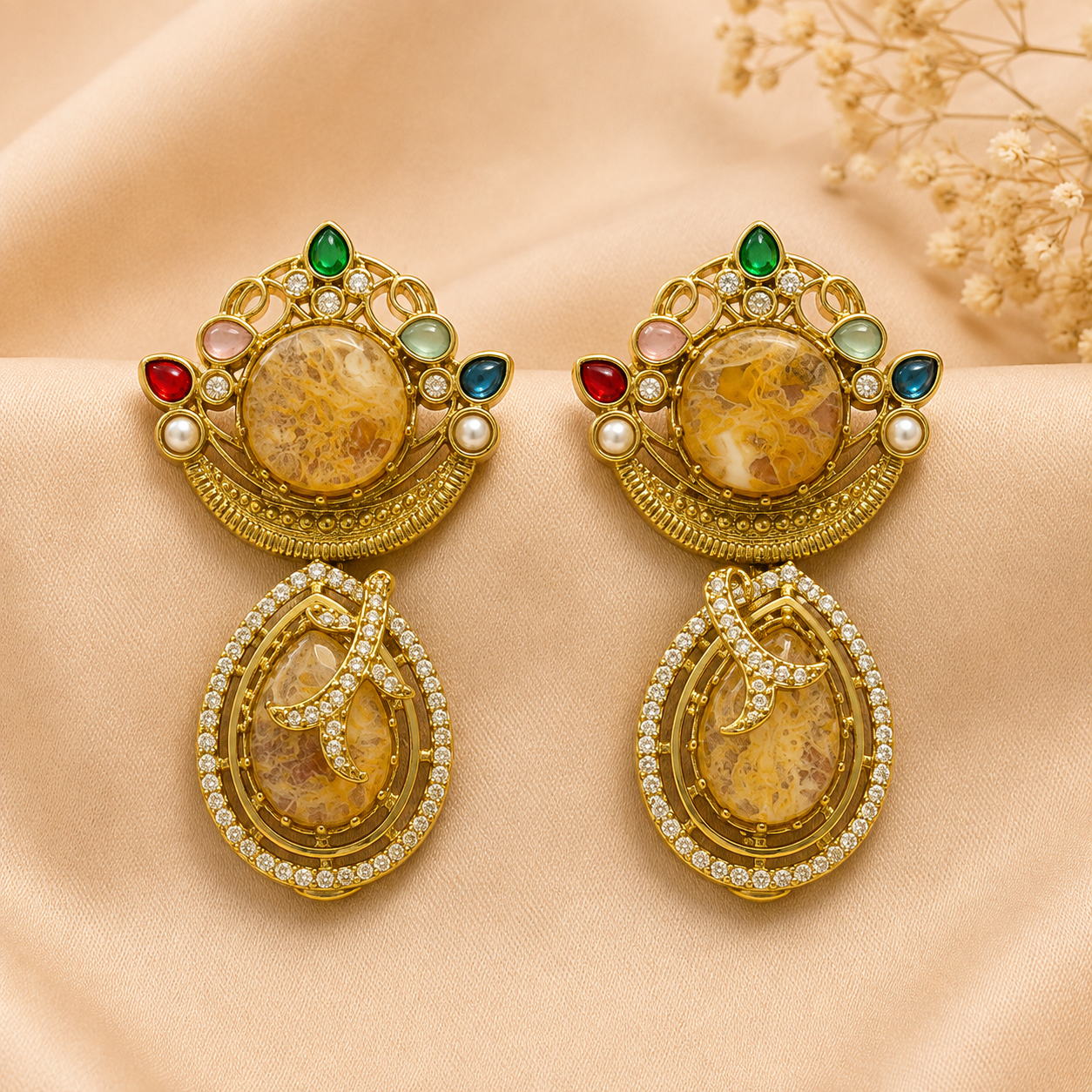 Turkish Sabyasachi-Inspired Brass Statement Earrings