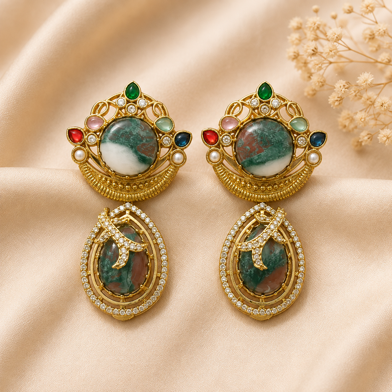 Turkish Sabyasachi-Inspired Brass Statement Earrings