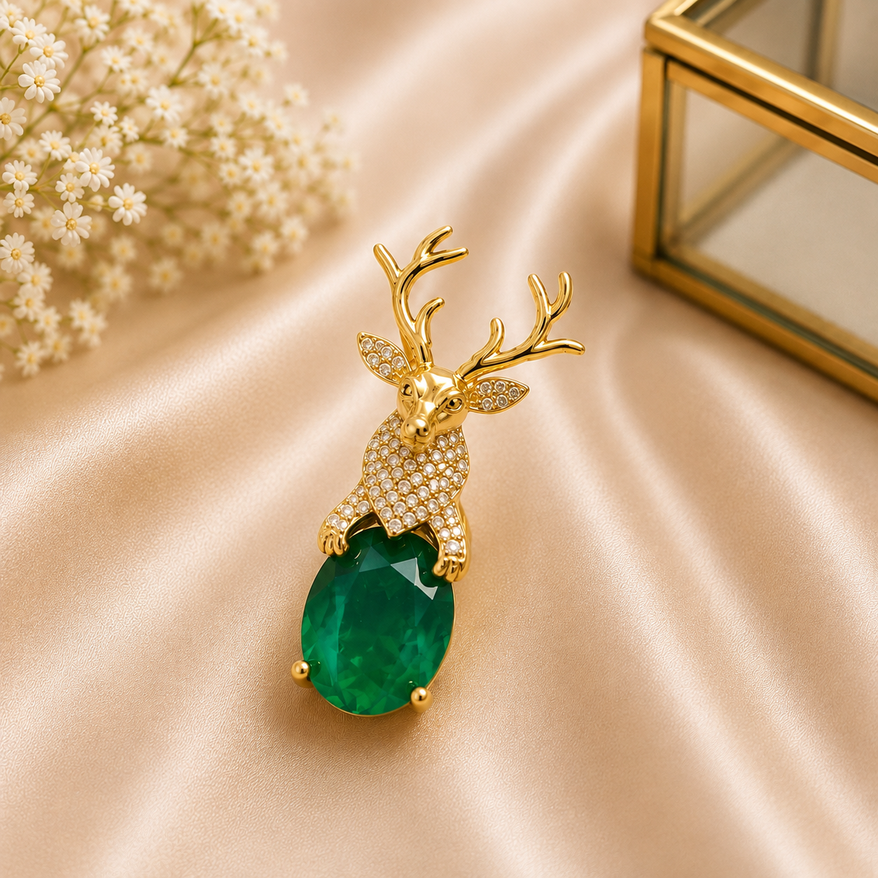 Royal Deer Crystal Brooch Pin