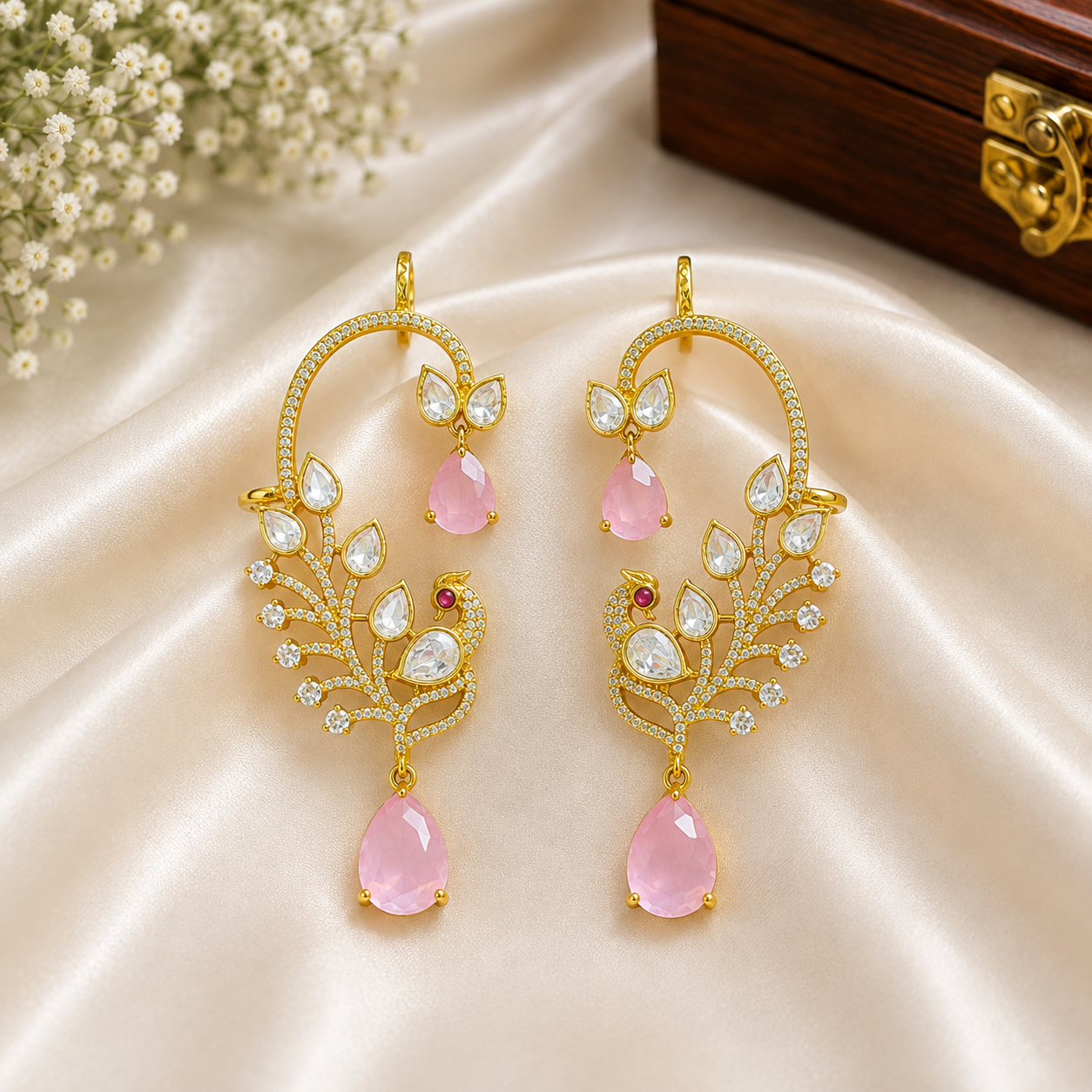Moissanite Peacock Earcuffs