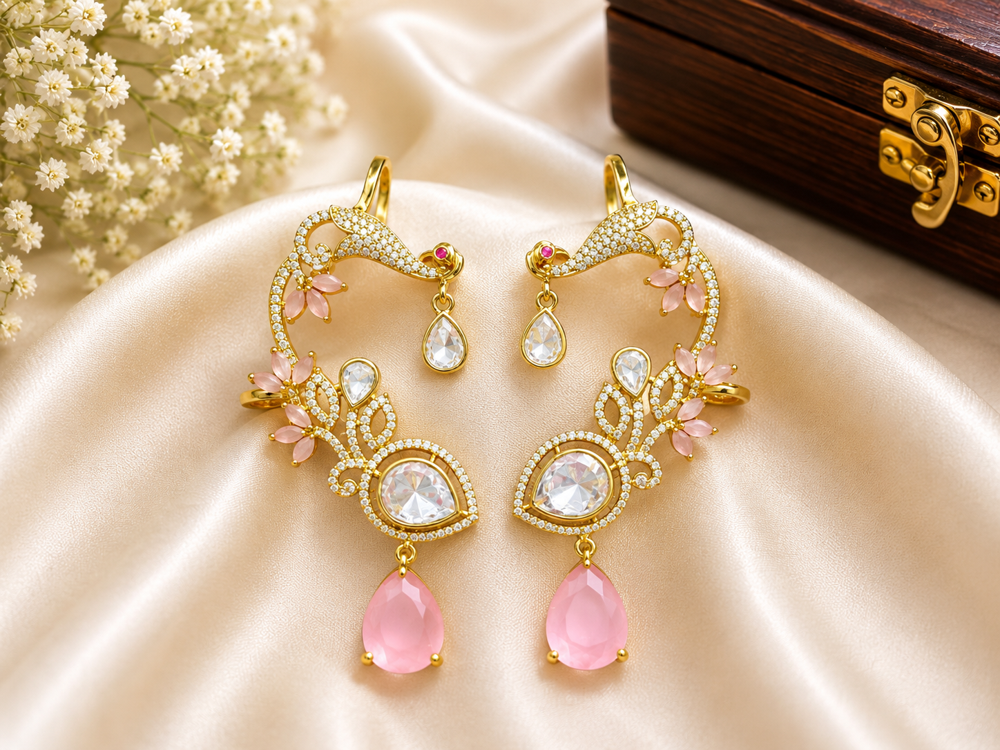 Moissanite Peacock Earcuffs