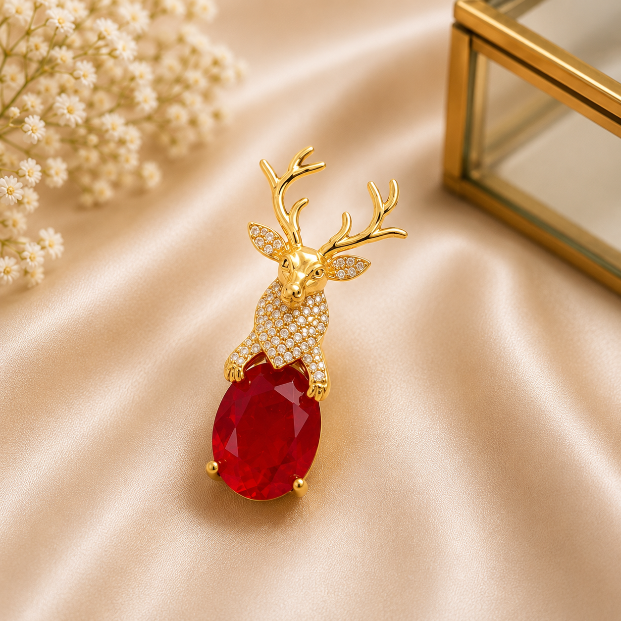 Royal Deer Crystal Brooch Pin