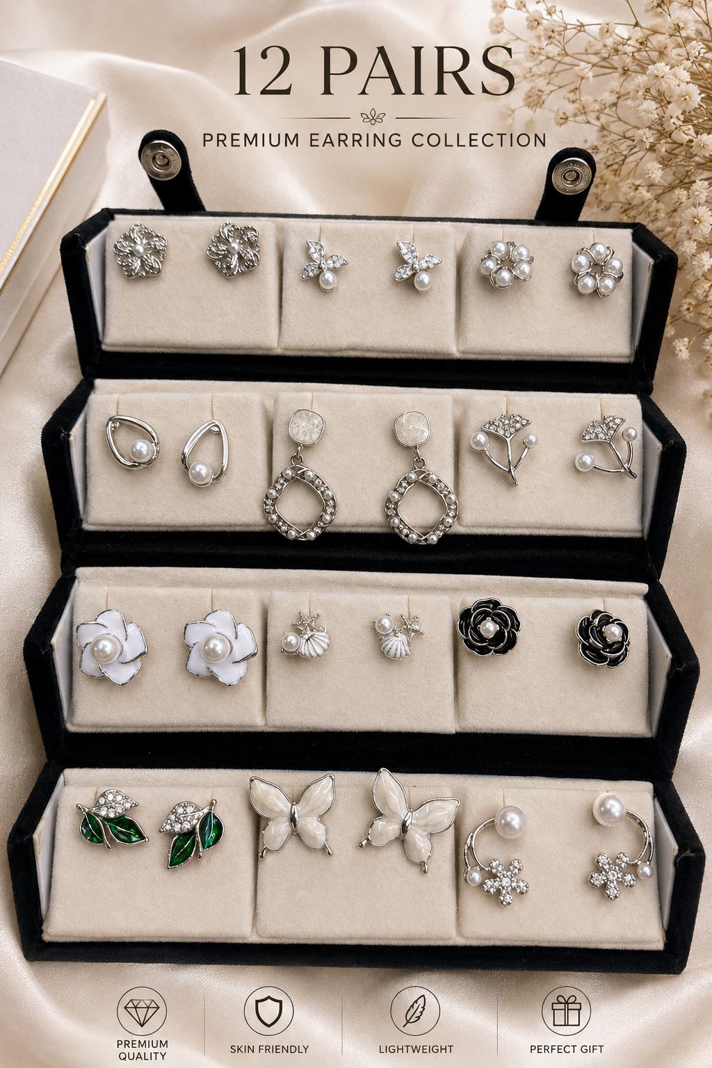 12 Pair Earrings Gift Box