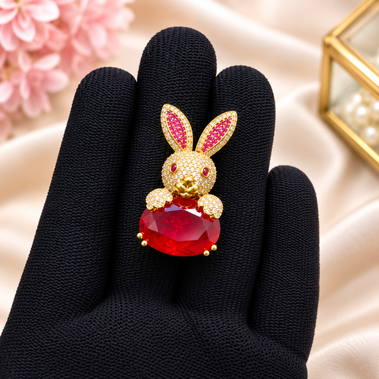 Luxury Crystal Bunny Brooch Pin